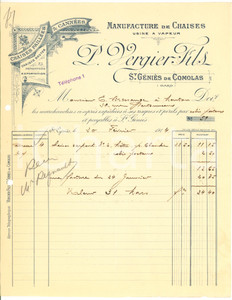 Manoscritto, lettera originale 1914 ST. GENIES DE COMOLAS F Chaises P. VERGIER Fils 1