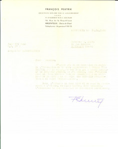 Documento originale, autentico 1955 MALO-LES-BAINS (F) FranÃ§ois PEATRICK su evacuazione cantina *Autografo 1