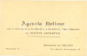 Oggetto da collezione cartaceo 1920 circa MILANO Linoleum lincrusta SCOTTI Giuseppe 1