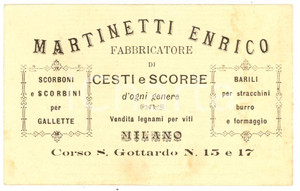 Oggetto da collezione cartaceo 1920 circa MILANO Enrico MARTINETTI Fabbricatore scorbe 1