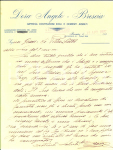 Documento originale, autentico 1927 BRESCIA Angelo DORA impresario edile si difende dal geometra DI PIETRO 1