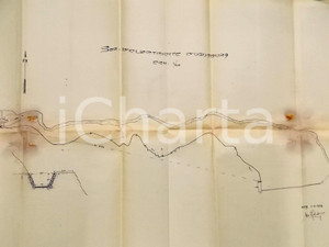 Stampa, bozzetto originale 1939 USUMBURA (BURUNDI) Société Electricité *Planimetria del terreno 60x90 cm 1