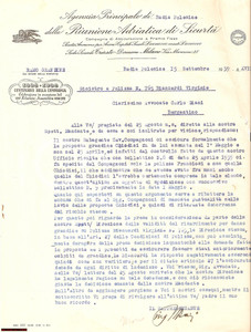 Documento originale, autentico 1939 BADIA POLESINE RO Riunione Adriatica di SicurtÃ 1