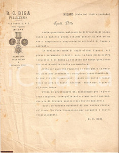 Materiale pubblicitario d’epoca 1920 MILANO VIGENTINA Pellicceria BIGA Articoli lusso 1