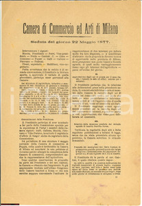 Documento originale, autentico 1877 MILANO Camera Commercio  Bachi da seta e monete 1