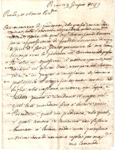 Manoscritto, lettera originale 1745 Giovanni Battista DE MARI sul grande EUGENIO DI SAVOIA 1