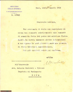 Autografo originale 1912 ROMA Ernesto MIRABELLI pro famiglia Pietro ROSATI 1