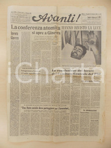 Giornale, rivista storica 1958 AVANTI! Apertura conferenza atomica a Ginevra Quotidiano anno LXII n° 259 1
