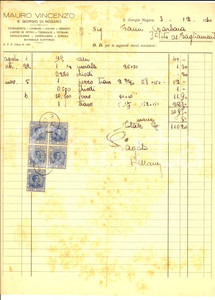 Documento originale, autentico 1930 SAN GIORGIO DI NOGARO UD Vincenzo MAURO  Fattura per ferramenta 1