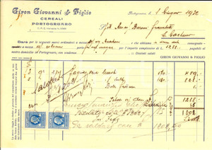 Documento originale, autentico 1932 PORTOGRUARO VE Giovanni GIRON & Figlio  Cereali Fattura 1