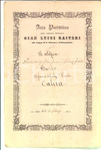 Documento originale, autentico 1862 SAN SALVATORE MONFERRATO Ratifica permuta fratelli BURZIO pro Carlo CALCIA 1