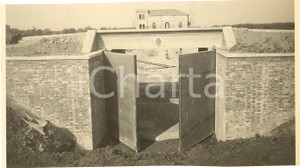 Fotografia d'epoca originale 1930 circa CAVARZERE (VE) Costruzione Ponte chiavica 1