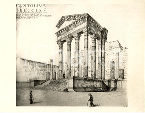 Fotografia d'epoca originale 1935 circa BRESCIA Ricostruzione Tempio di VESPASIANO 1