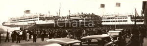 Fotografia d epoca originale 1935 NAPOLI Partenza pir. PIEMONTE e BIANCAMANO con soldati Div.  3 Febbraio 1