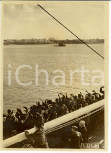Fotografia d epoca originale 1938 TRIPOLI LIBIA Arrivo di 20.000 coloni italiani Foto ISTITUTO LUCE 1