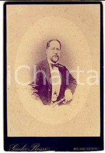 Fotografia d epoca originale 1890 ca GENOVA Ritratto maschile con bastone da passeggio Foto GIULIO ROSSI 1