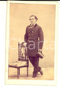 Fotografia d epoca originale 1870 ca LIVORNO Ritratto di ufficiale del REGIO ESERCITO Fotografia MARZOCCHINI 1