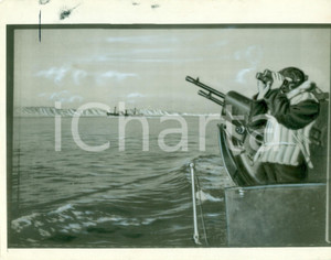 Fotografia d epoca originale 1942 GUERRA NAVALE WW2 Navi da guerra italiane dirette in AFRICA Telefoto 1