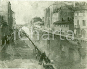 Fotografia d epoca originale 1935 MILANO Antonio PIATTI Il Naviglio Fotografia coeva del quadro 1