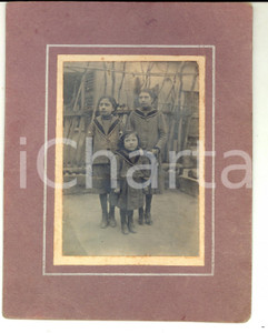 Fotografia d epoca originale 1920 ca AREA LOMBARDA ? Tre sorelline vestite alla marinara Foto 13x17 1