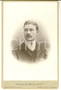 Fotografia d epoca originale 1870 ca PARIS Ritratto maschile con camicia a collo alto Foto BRAUN 11x16 1