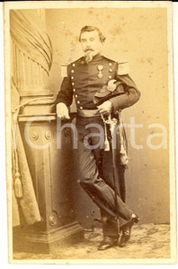 Fotografia d epoca originale 1870 ca CHERBOURG F Ritratto di alto ufficiale Foto MAISON RIDEAU CDV 1