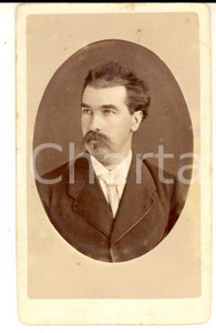 Fotografia d epoca originale 1880 ca GENOVA Ritratto maschile con cravatta chiara Foto GIULIO ROSSI CDV 1