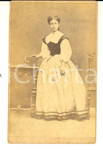 Fotografia d epoca originale 1870 ca PADOVA Ritratto di Carolina SCARZINI Foto Antonio RISBECH CDV 1