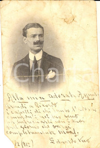 Fotografia d epoca originale 1912 MILANO ? Ritratto Eduardo all adorata Assunta Foto cartolina DANNEGGIATA 1