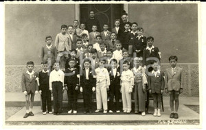 Fotografia d epoca originale 1950 ca MILANO Ritratto di bambini alla Prima Comunione Foto cartolina RIGOLIO 1