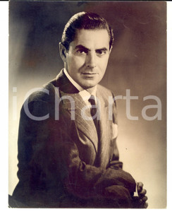 Fotografia d epoca originale 1950 ca CINEMA Ritratto di Tyrone POWER in gessato Foto 18x22 cm 1