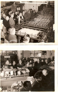 Fotografia d epoca originale 1955 PAVIA Mons. Carlo ALLORIO benedice Tipografia Mario PONZIO FRONTE RETRO 1