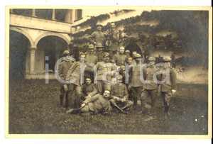 Fotografia d epoca originale 1916 ? WW1 ZONA DI GUERRA Alpino Aldo ORNAGO con i commilitoni e il comandante 1