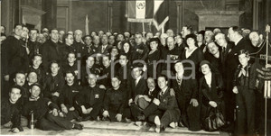 Fotografia d epoca originale 1933 ROMA Fascisti residenti in BELGIO ricevuti dal Duce  Foto di gruppo Foto 1