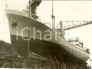 Fotografia d epoca originale 1940 SESTRI LEVANTE GE GENEPESCA I motopeschereccio varo a RIVA TRIGOSO Foto 1