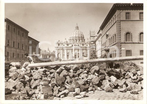 Fotografia d epoca originale 1941 ROMA WWII Costruzione di VIA DELLA CONCILIAZIONEFotografia operai 1