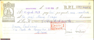 Autografo originale 1959 GIANNI SANTUCCIO attore AUTOGRAFO SU CAMBIALE 1