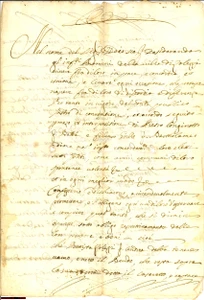 Manoscritto, lettera originale 1689 BORZONASCA GE Contratto relativo a terra detta  il Casaretto  Manoscritto 1
