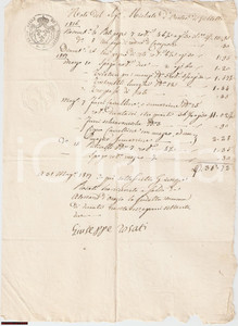 Documento originale, autentico 1817 VILLETTA BARREA AQ Giuseppe ROSATI vende attrezzi 1