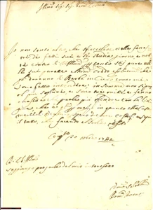 Manoscritto, lettera originale 1742 CERQUETO PG Gara  ...a chi puole piÃ¹ offendere 1