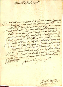 Manoscritto, lettera originale 1696 AREZZO Vincoli sulla cappellania Padri SCUOLE PIE 1
