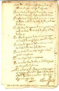 Documento originale, autentico 1693 LAGNASCO CN Inventario beni nella cascina della vedova di Filippo ARRIGO 1