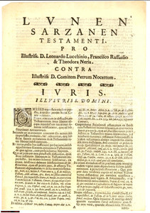 Documento originale, autentico 1700 SARZANA SP EreditÃ  Nicola CARTEGNI alle donne 1