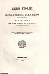 Libro, pubblicazione d epoca 1856 SAN SEVERINO MARCHE MC Vita di Giuseppe RANALDI 1