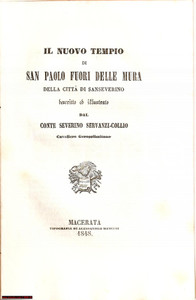Libro, pubblicazione d epoca 1848 SAN SEVERINO MC Tempio SAN PAOLO FUORI LE MURA 1