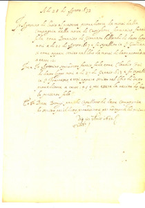 Manoscritto, lettera originale 1632 PIEVE SAN GIULIANO AR Fede di sepoltura Domenico BELLANDI e Claudio COTTI 1