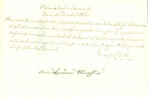 Documento originale, autentico 1865 FANO PU Orfanotrofio Femminile Anna SPADONI maestra cucine Compenso orfane 1