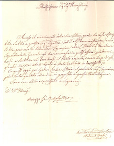 Manoscritto, lettera originale 1840 AREZZO Perito Antonio GROSSI sull assegnazione di un prato Lettera 1