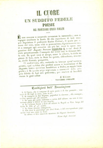 Documento originale, autentico 1857 NAPOLI Enrico FORLANI Cuor di un suddito fedele MANIFESTO di sottoscrizione 1