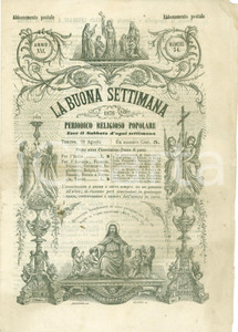 Giornale, rivista storica 1876 TORINO La Buona Settimana Periodico ecclesiastico INCISIONI 1
